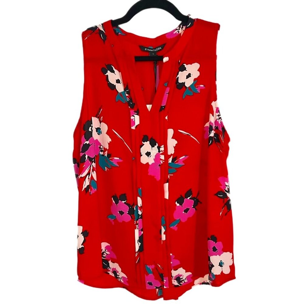 41 Hawthorn Red Floral Sleeveless Blouse